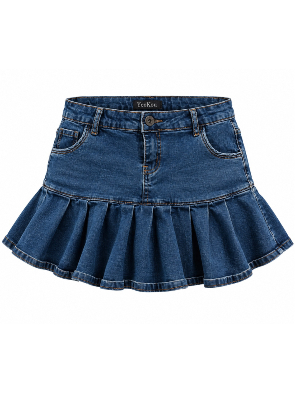 Women's YeoKou Blue Denim Pleated Mini Skirt Size S
370